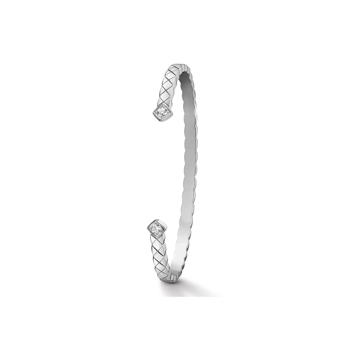 Chanel 18K White Gold Coco Crush Diamond Open Cuff Bracelet-29641