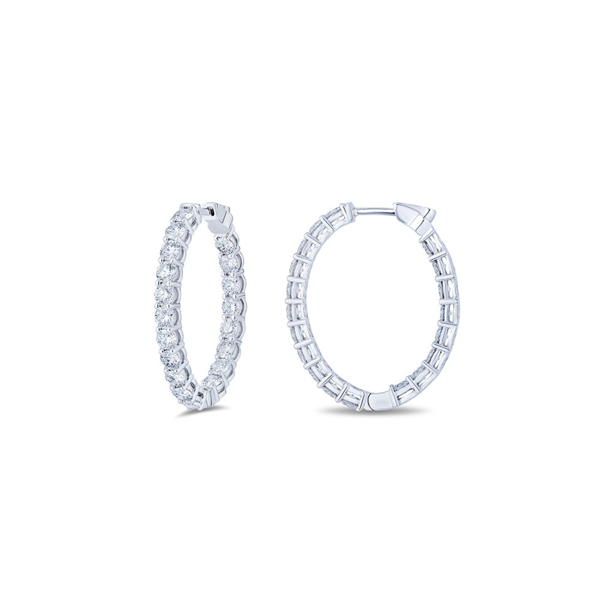 18WG 3.99CTW DIAMOND HOOP EARRINGS-38311