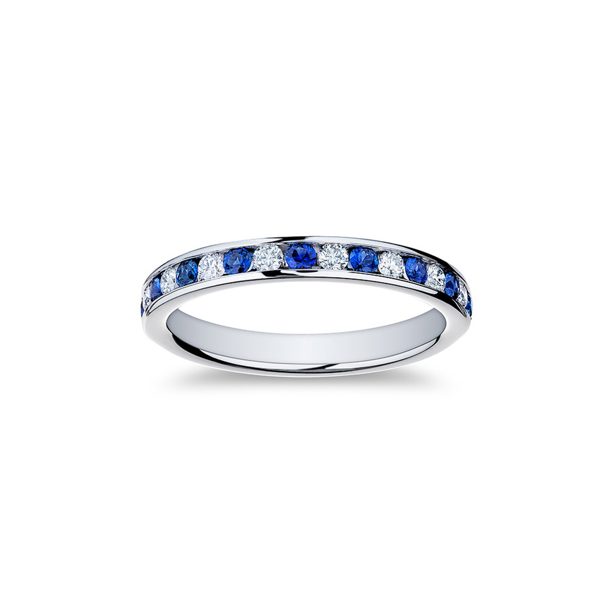 18KW DIAMOND AND SAPPHIRE BAND D=0.22CTTW SAPPHIRE=0.30CTTW-43304