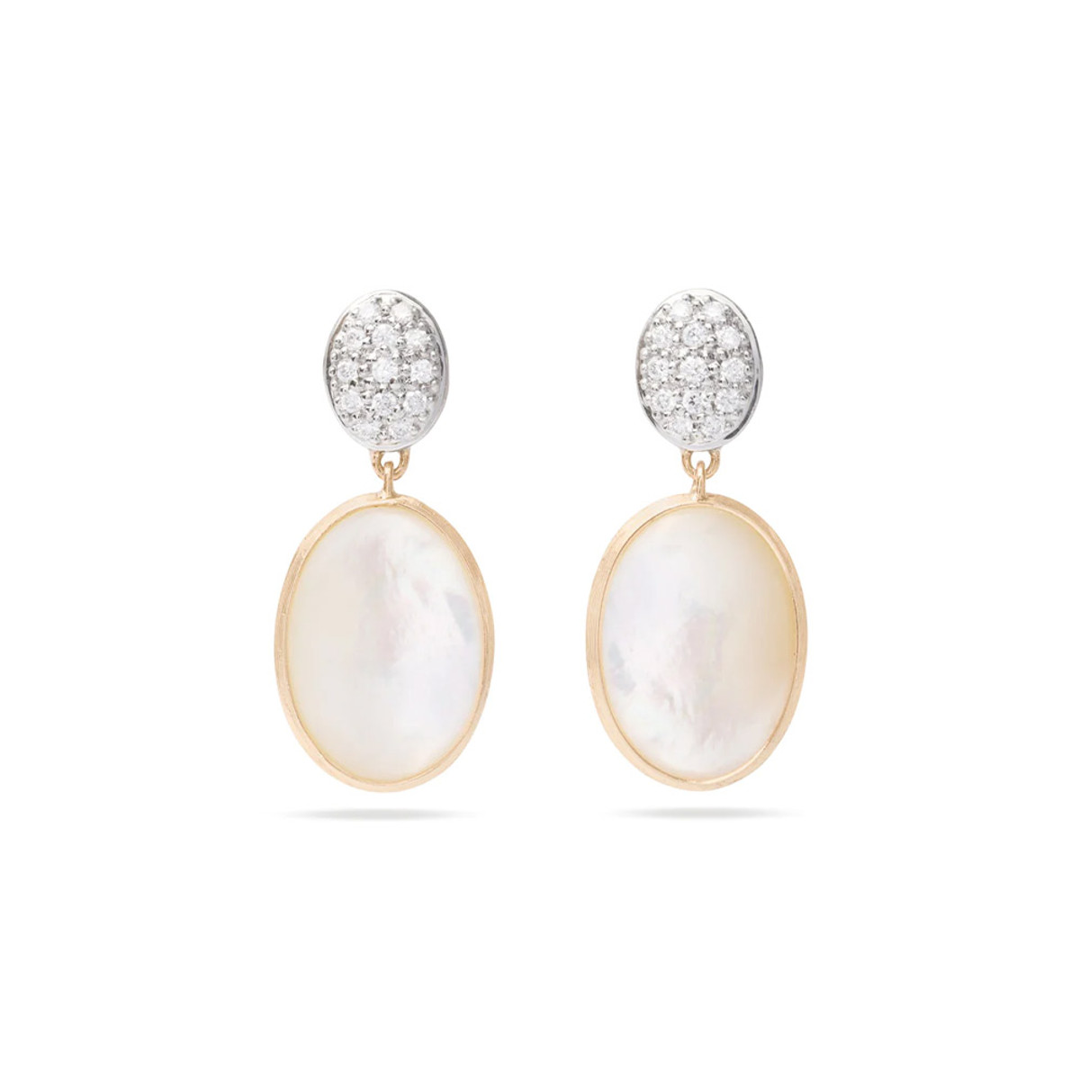 Marco Bicego Siviglia Collection 18K Yellow Gold Siviglia Mother of Pearl and Diamond Two Drop Earrings-50561 Product Image