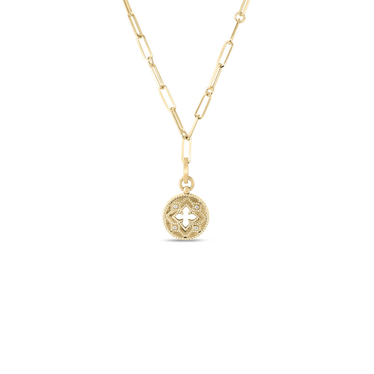 Roberto Coin 18K Yellow Gold Venetian Princess Small Diamond Medallion Necklace-51410