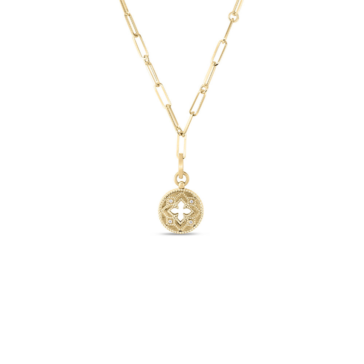 Roberto Coin 18K Yellow Gold Venetian Princess Small Diamond Medallion Necklace-51410 Product Image