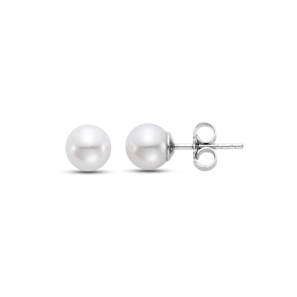 Hyde Park 18K White Gold Pearl Studs. 5.5-6MM. AA Grade Akoya Pearl.-25712 Product Image