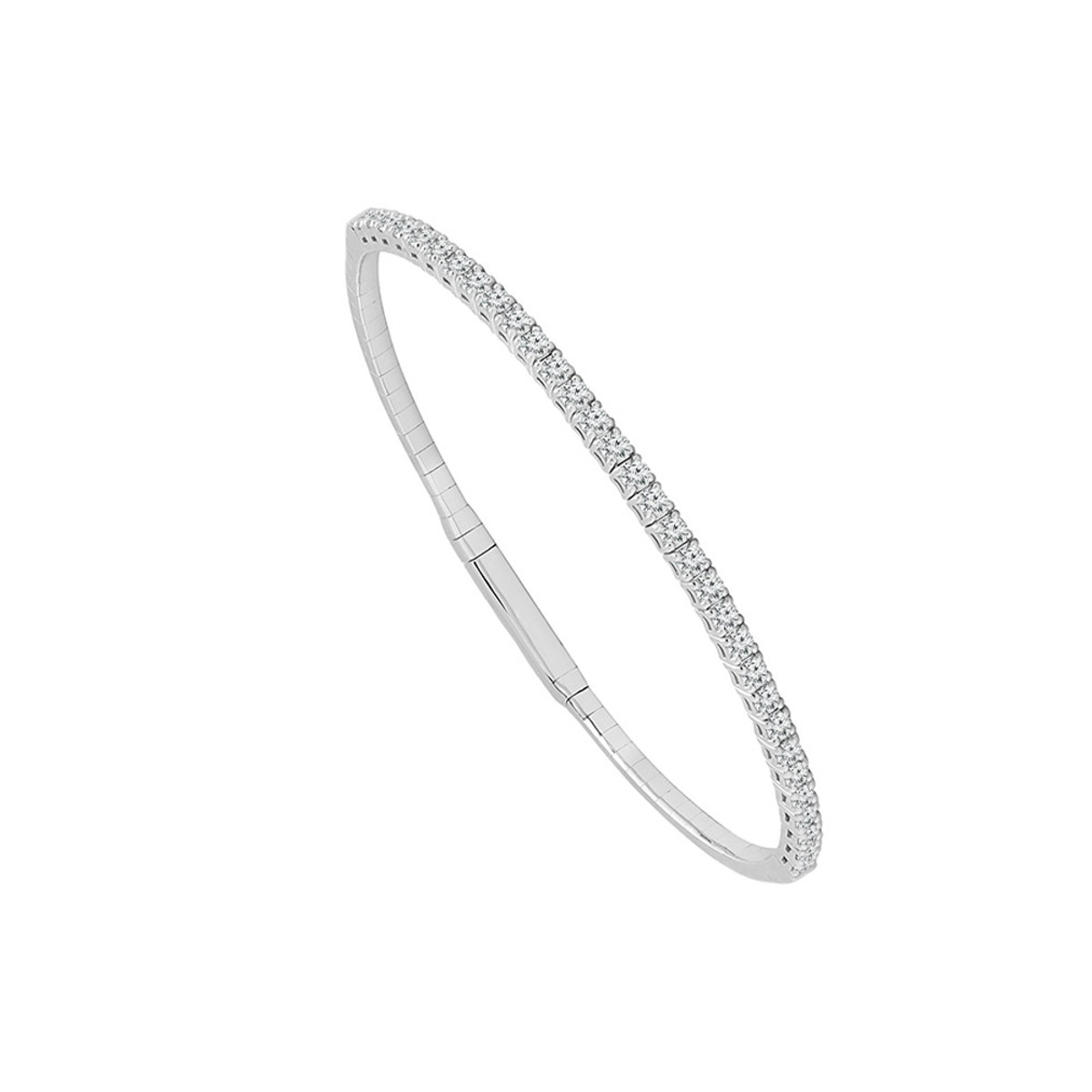 Hyde Park Collection 14K White Gold Diamond Bangle-33190 Product Image