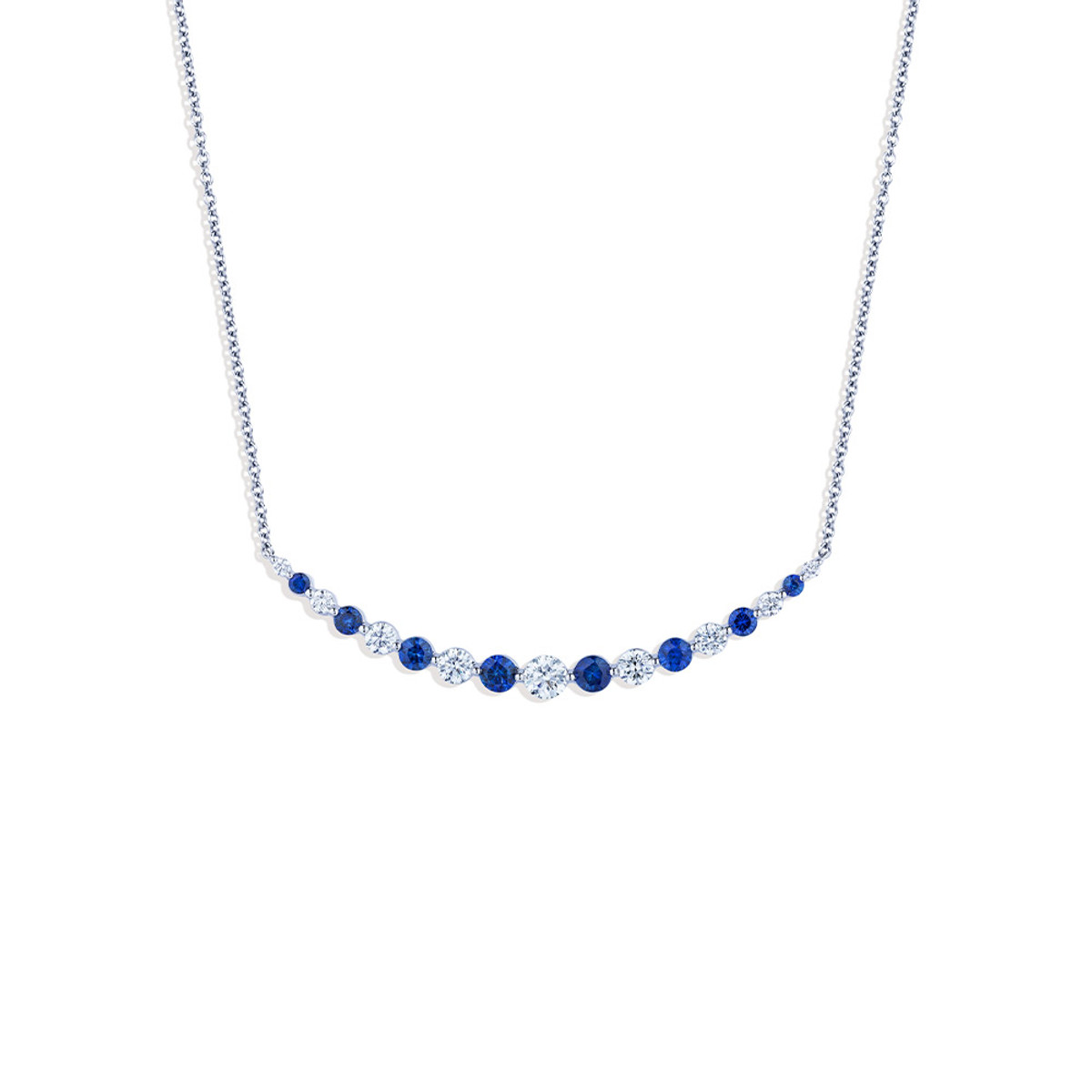 Hyde Park Collection 18K White Gold Sapphire and Diamond Bar Necklace-36996