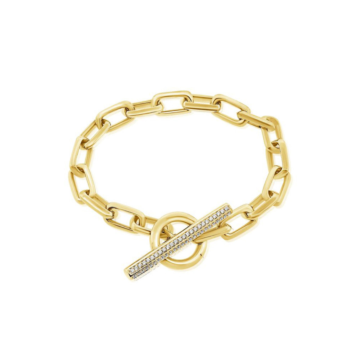 Hyde Park Collection 14K Yellow Gold Diamond Toggle Link Bracelet-38319 Product Image