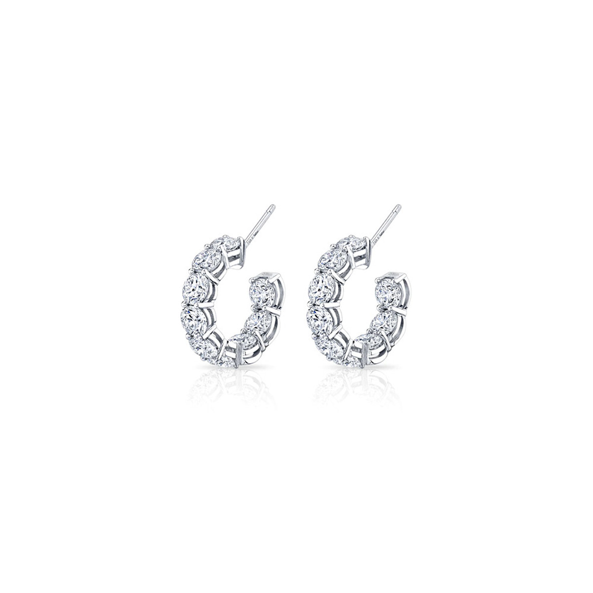 Hyde Park Collection 18K White Gold Diamond Hoop Earrings-39511 Product Image