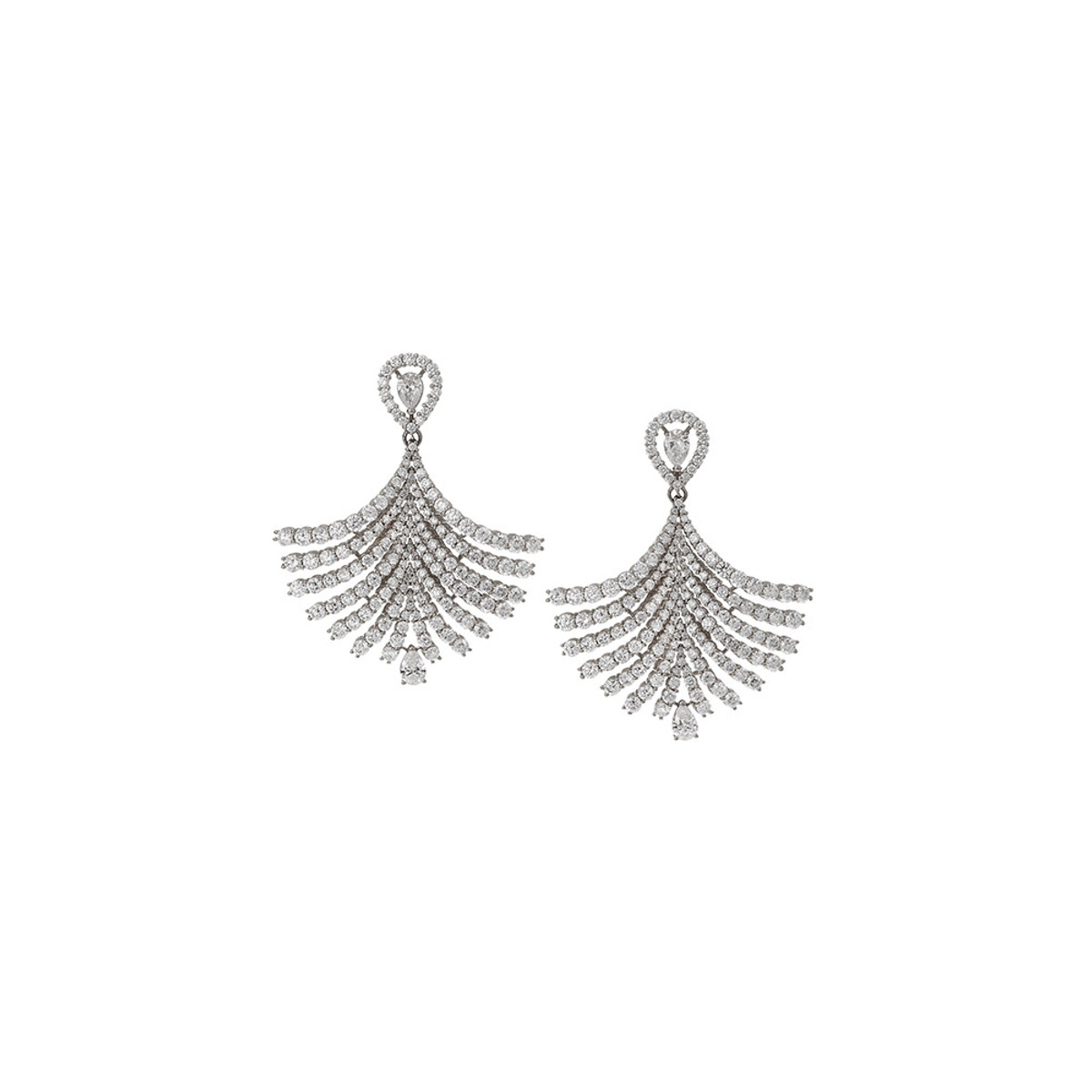 Hyde Park Collection 18K White Gold Diamond Earrings-44568 Product Image