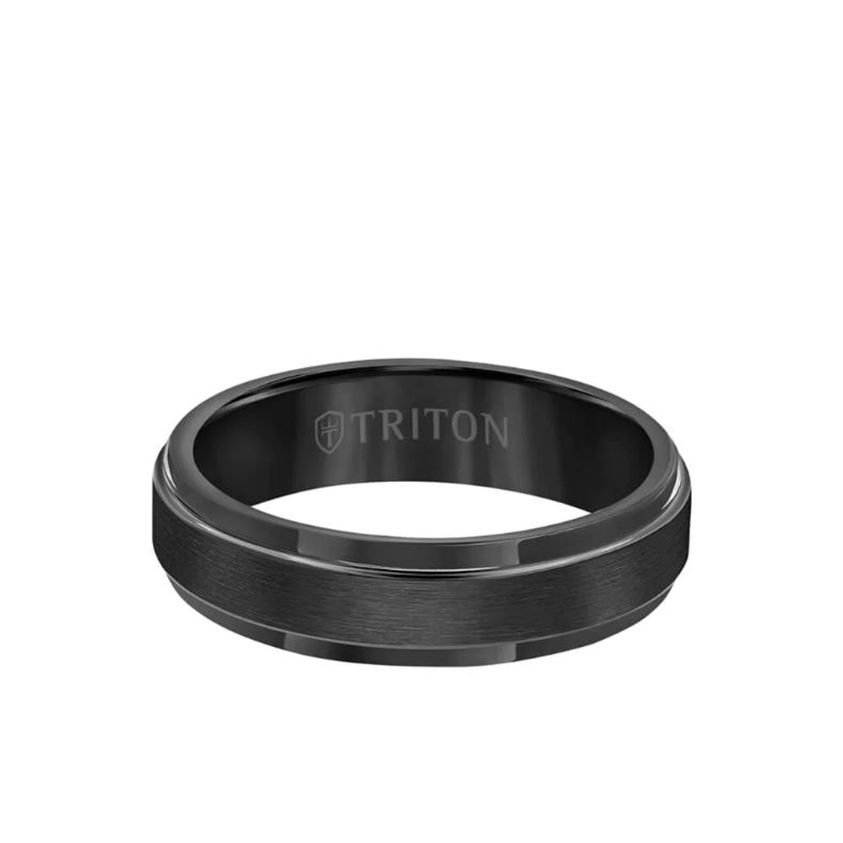 BLACK TUNGSTEN 6MM STEP EDGE SATIN BAND-36819 Product Image