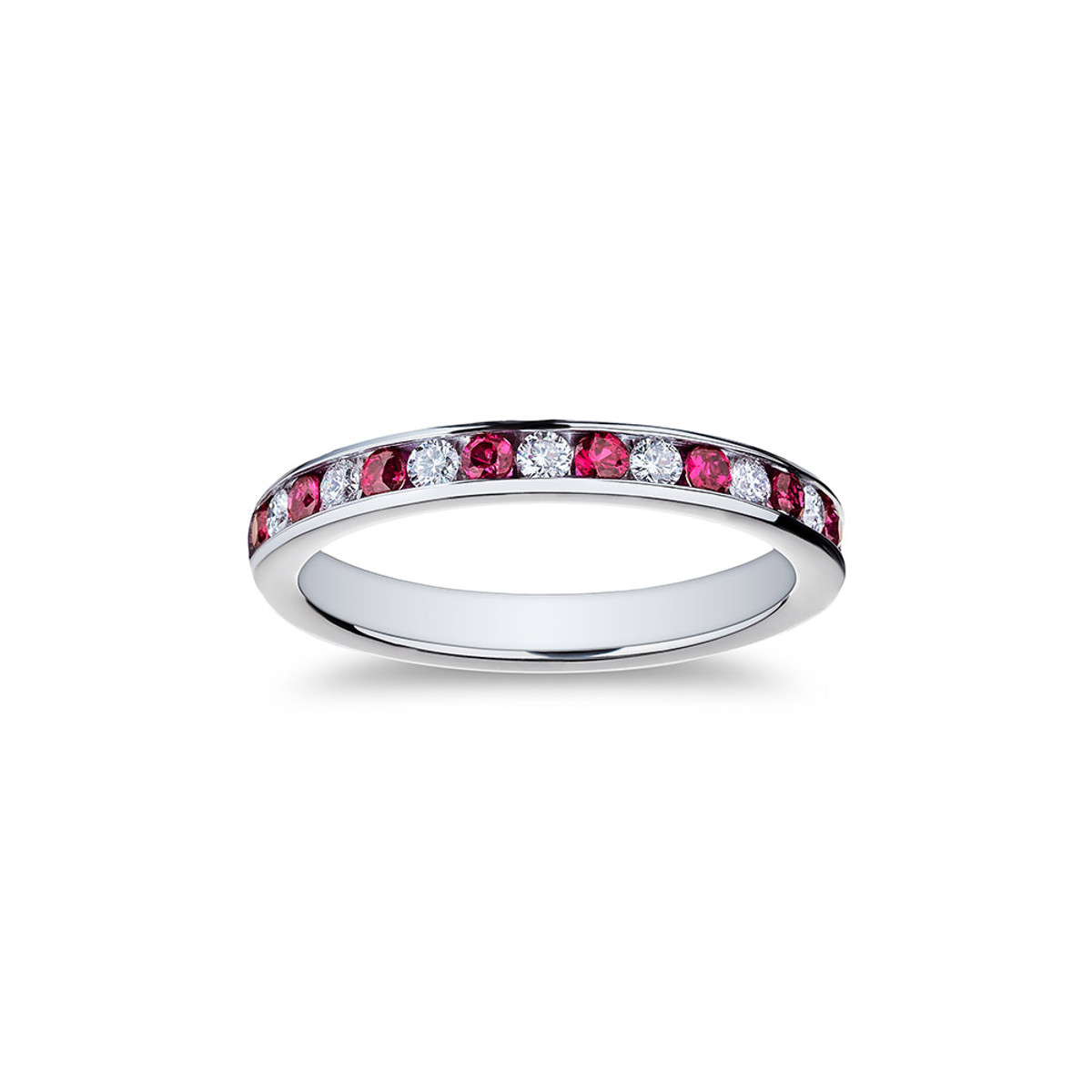 18KW DIAMOND AND RUBY BAND D=0.22CTTW RUBY=0.30CTTW-43282 Product Image