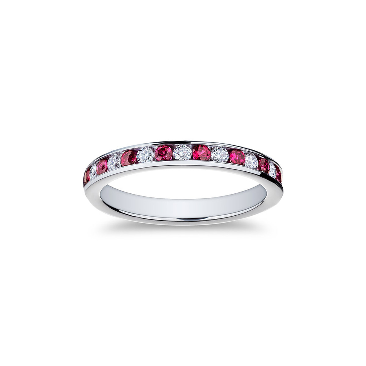 18KW DIAMOND AND RUBY BAND D=0.22CTTW RUBY=0.30CTTW-43282