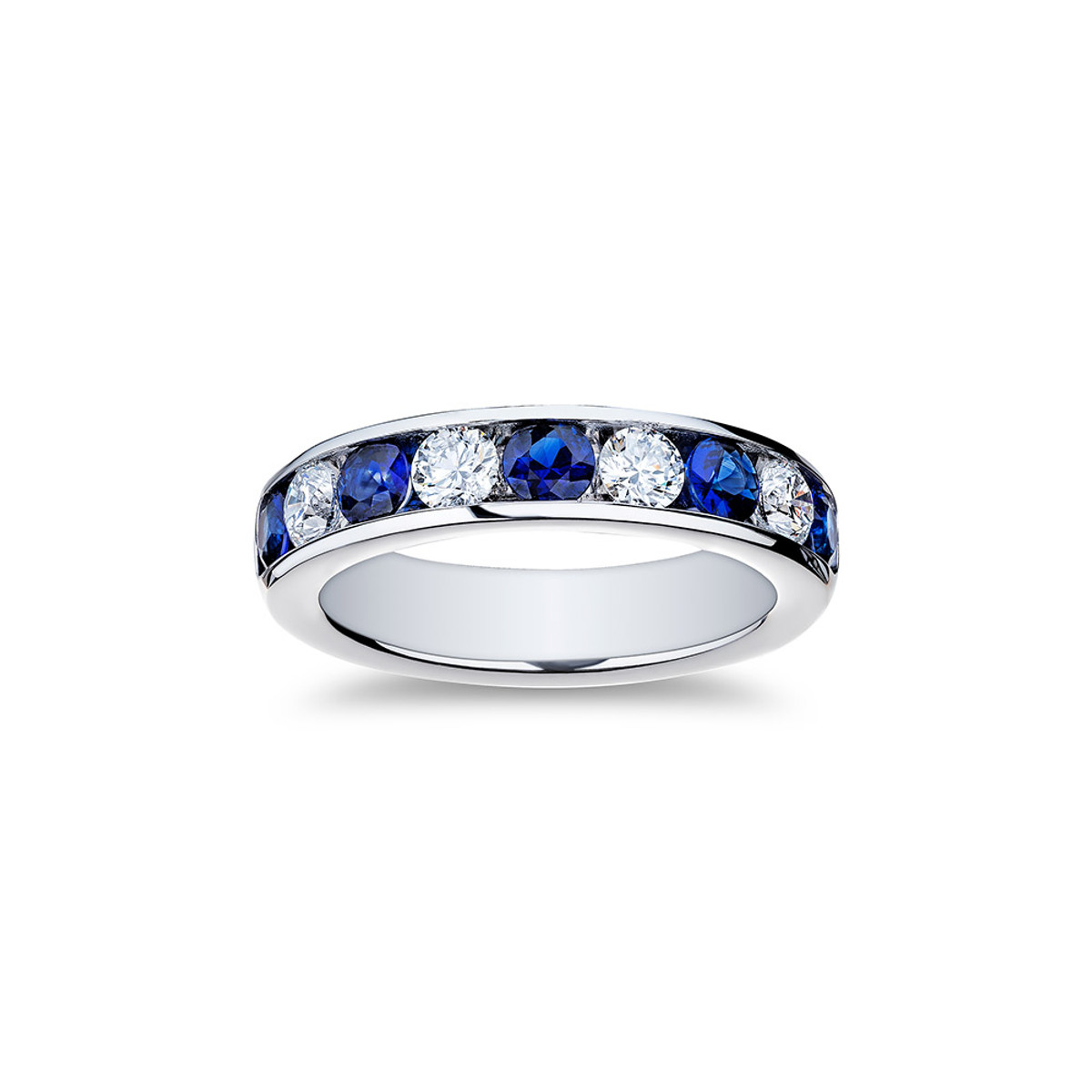 18KW DIAMOND AND SAPPHIRE BAND 4RB=0.64CTTW 5SAPPHIRE=0.95CTTW-43280 Product Image