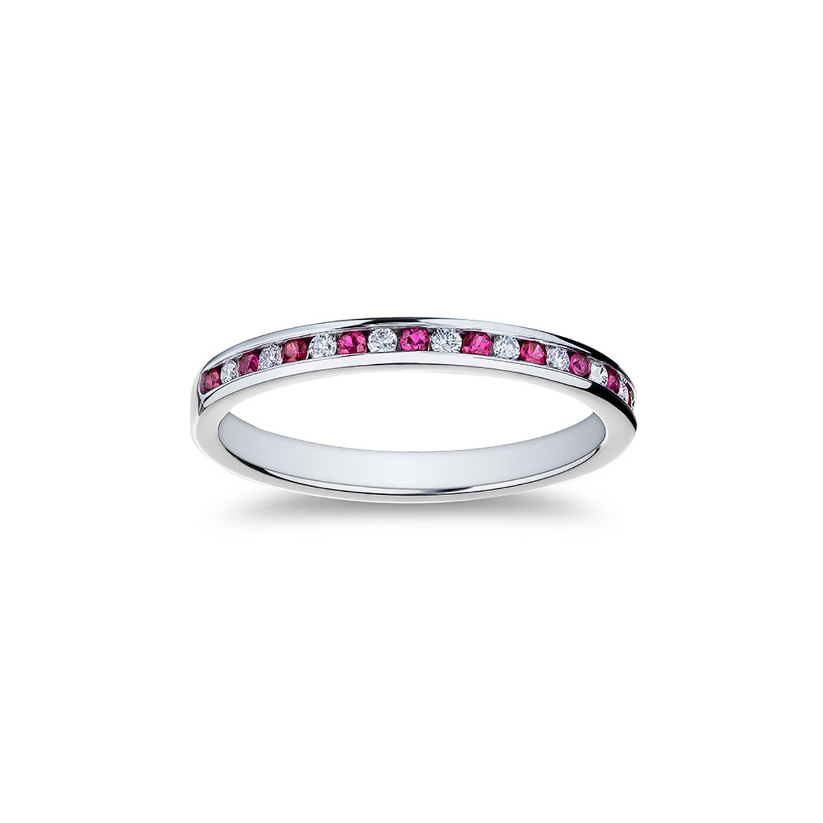 18KW DIAMOND AND RUBY BAND 11RB=0.11CTTW 12R=0.15CTTW-43609 Product Image