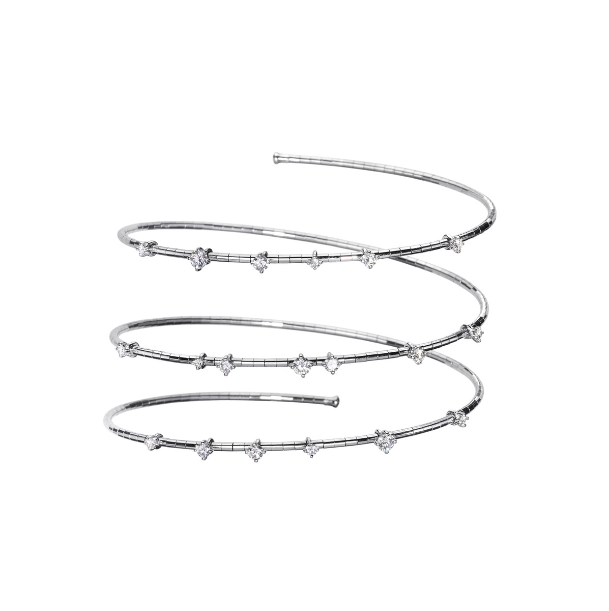 Mattia Cielo 18K White Gold 3 Row Spiral Diamond Bracelet-53165 Product Image