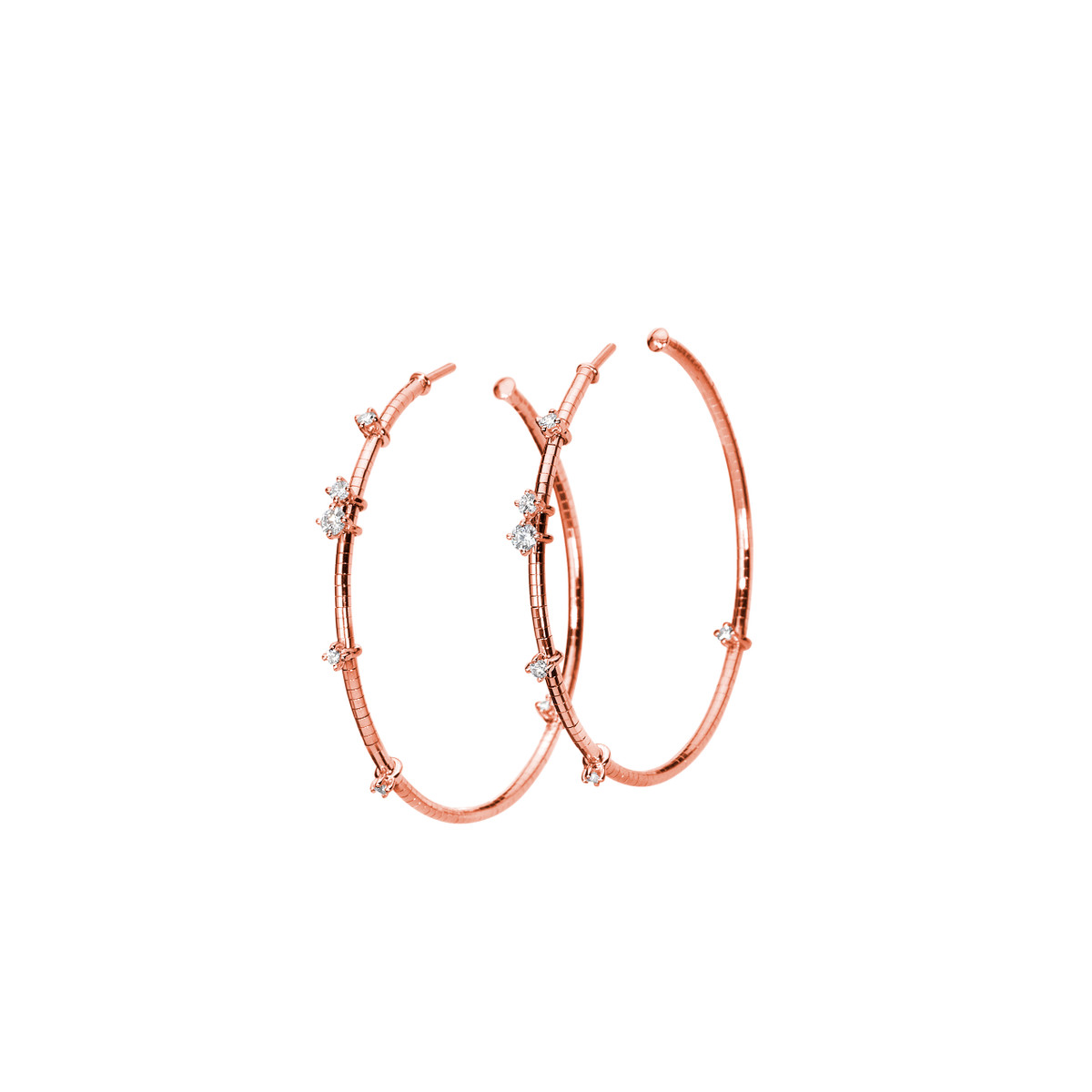 Mattia Cielo 18K Rose Gold Diamond Hoop Earrings-53160 Product Image