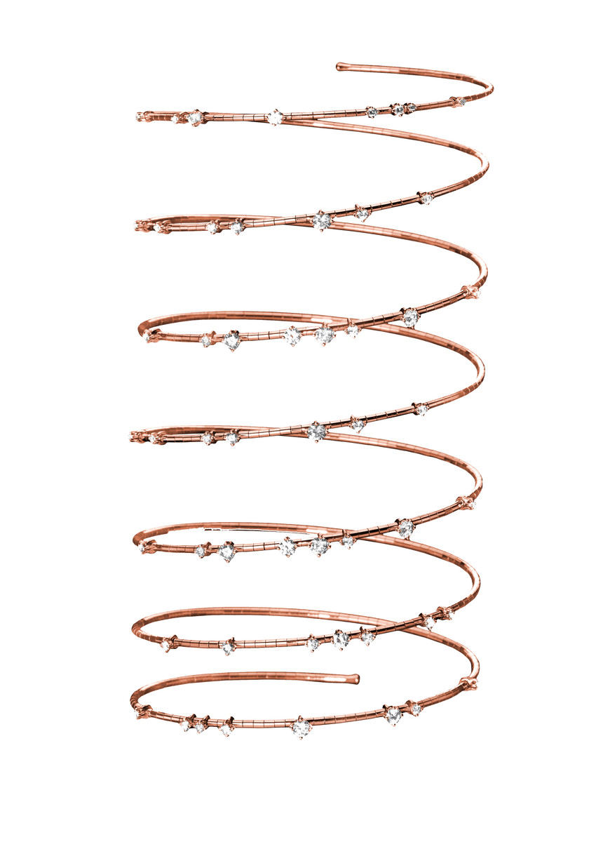 Mattia Cielo 18K Rose Gold 7 Row Spiral Diamond Bracelet-53169