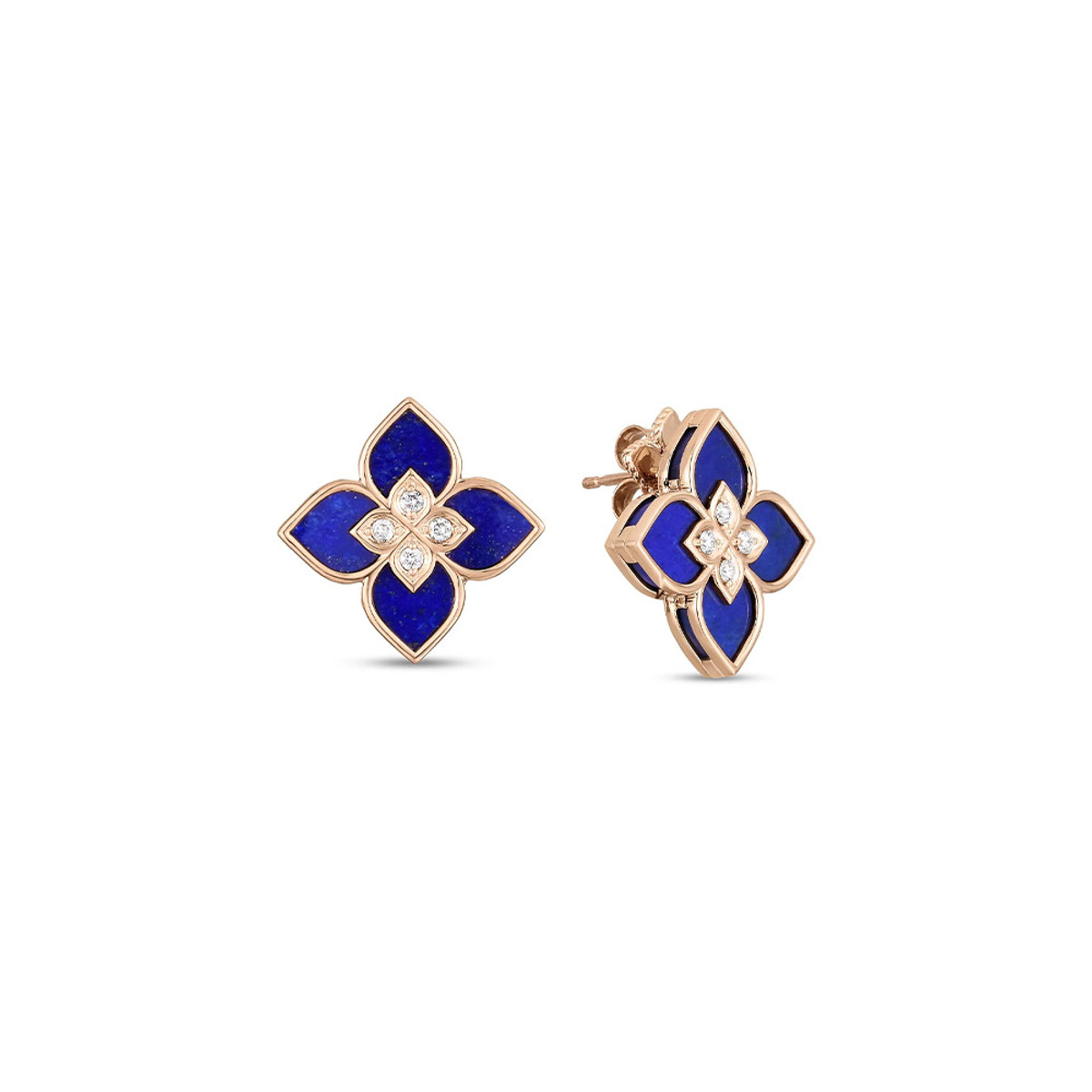 Roberto Coin 18K Rose Gold Venetian Princess Small Lapis & Diamond Earrings-51405