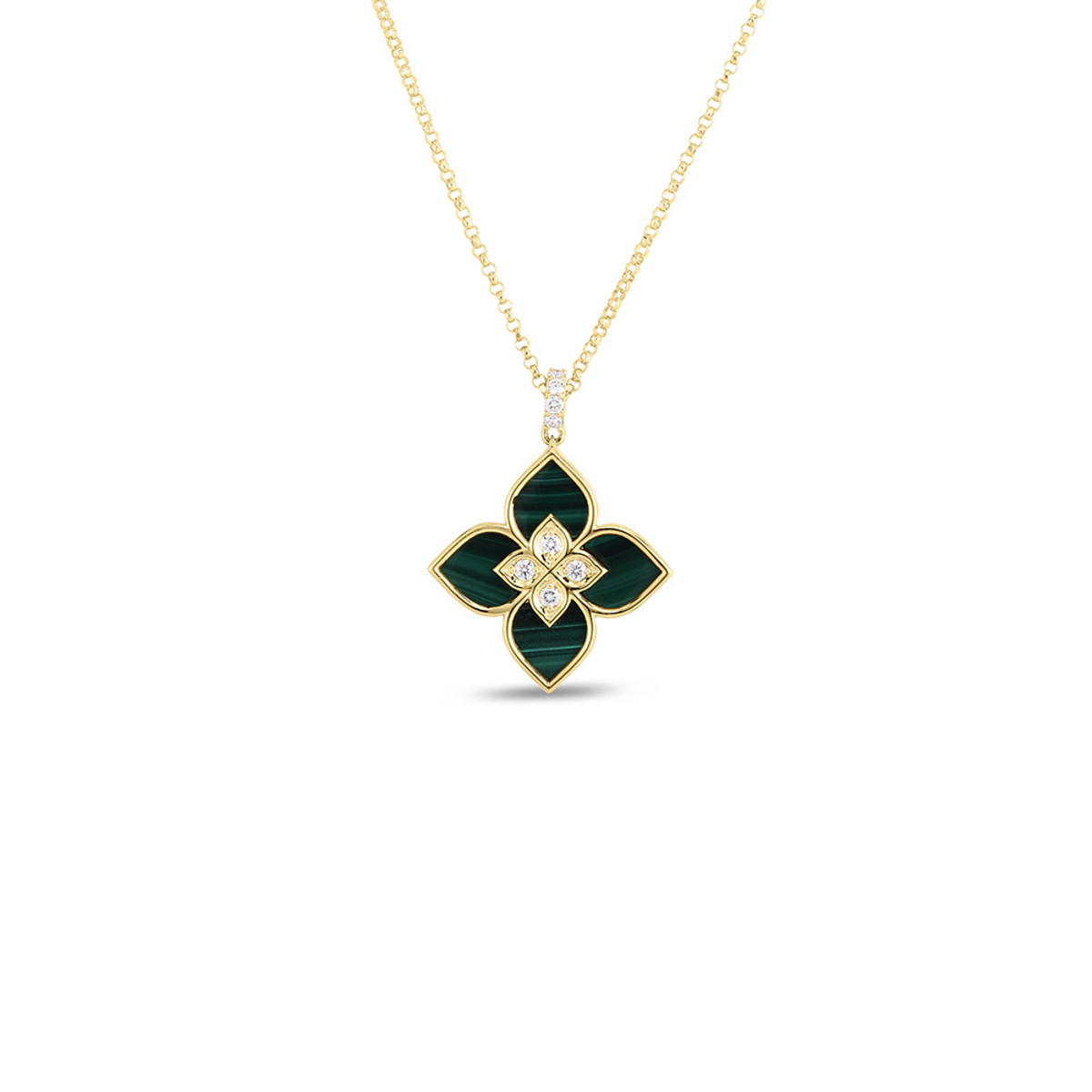 Roberto Coin 18K Yellow Gold Venetian Princess Small Malachite & Diamond Necklace-51406