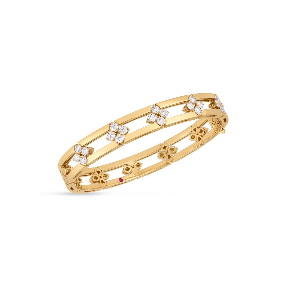 Roberto Coin 18K Yellow Gold Love in Verona Diamond Open Frame Bangle-51415 Product Image