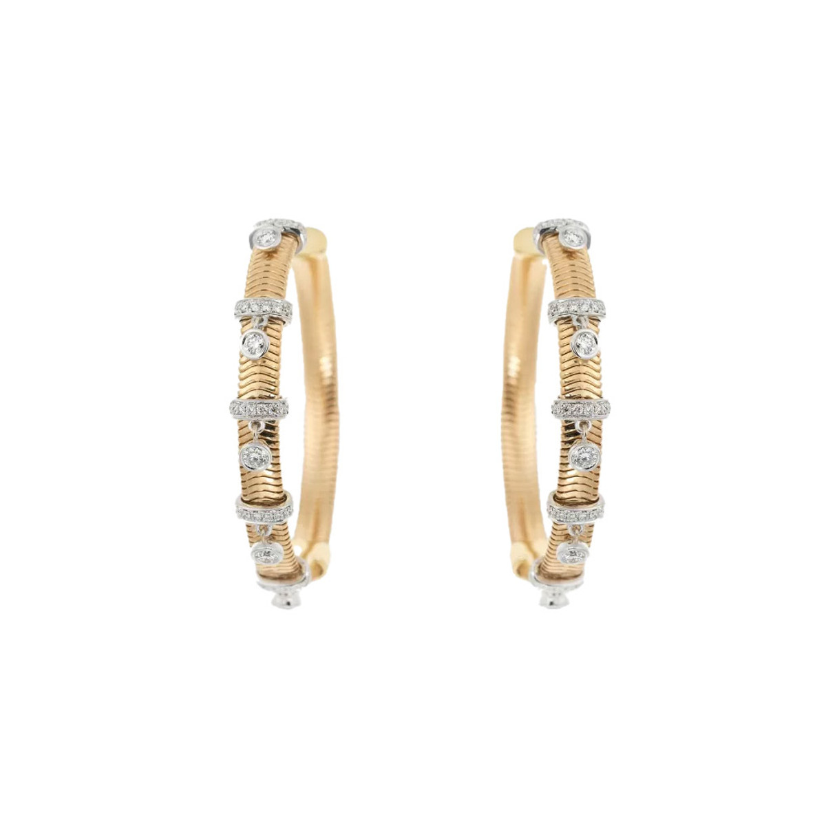 Nikos Koulis 18K Yellow Gold  Feelings Diamond Hoop Earrings-56678 Product Image
