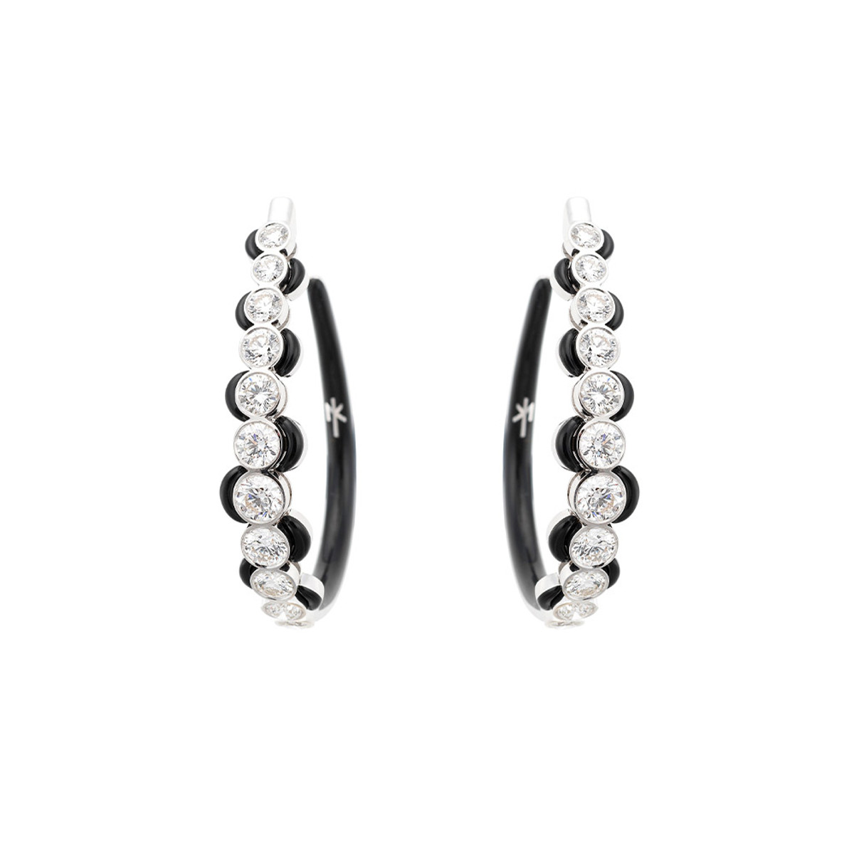 Nikos Koulis 18K White Gold Oui Diamond Hoop Earrings-57335