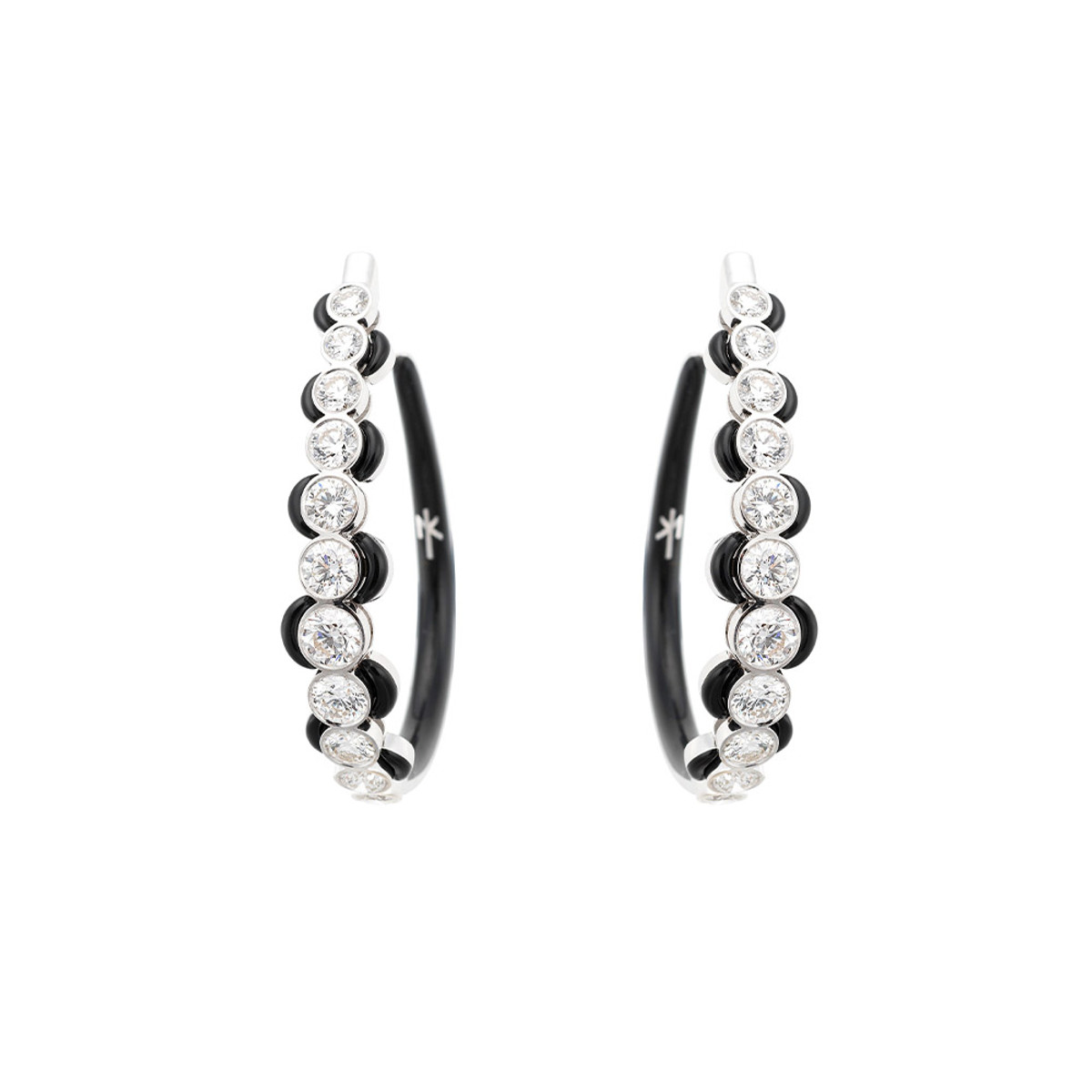 Nikos Koulis 18K White Gold Oui Diamond Hoop Earrings-57335 Product Image