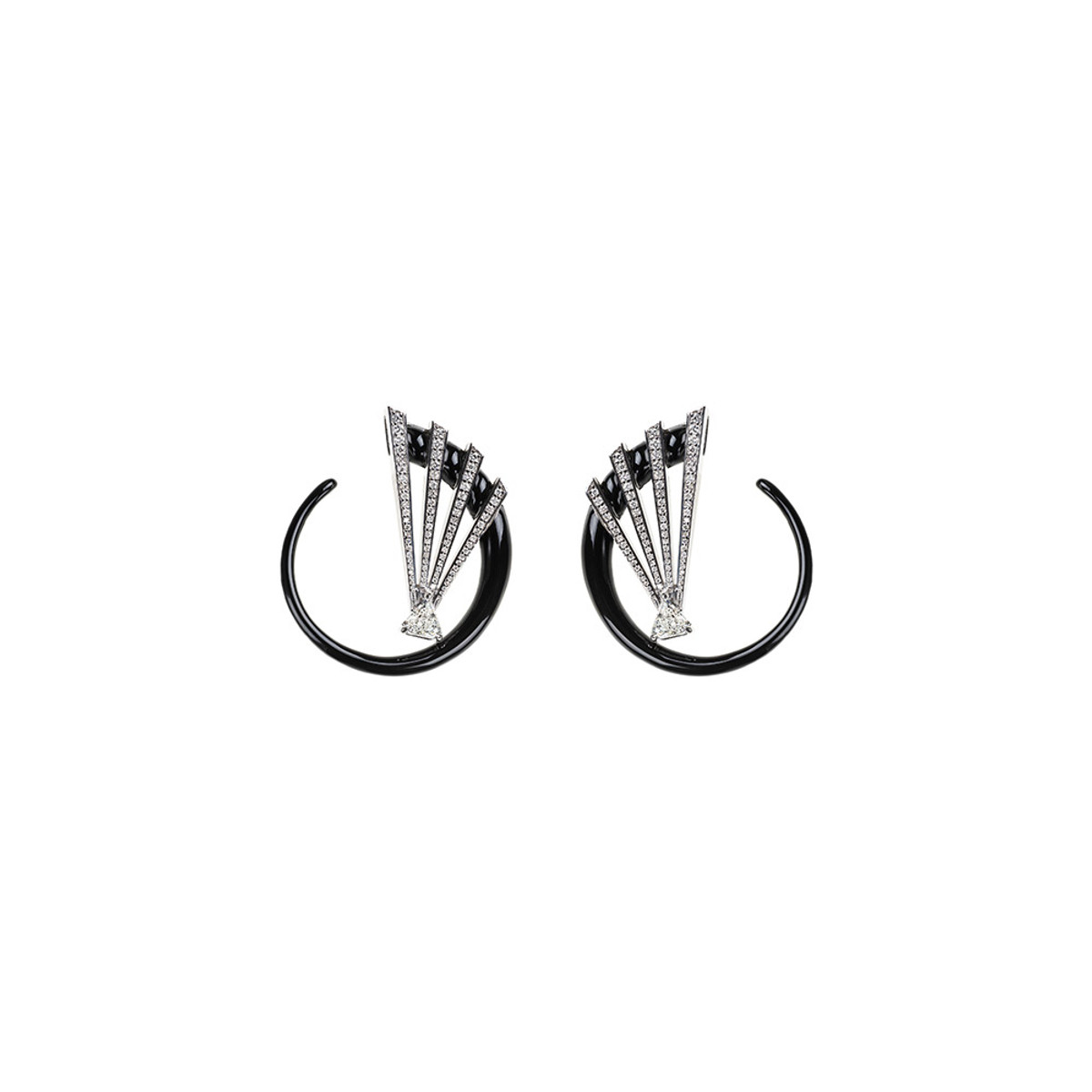 Nikos Koulis 18K White Gold Oui Diamond Hoop Earrings-57884 Product Image