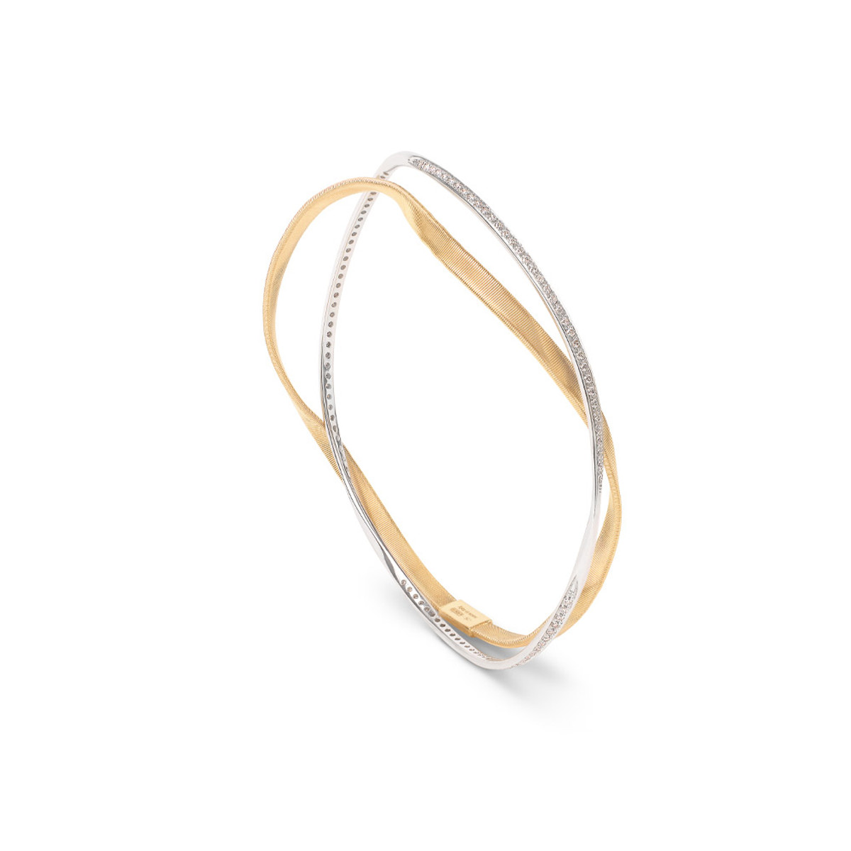 Marco Bicego Marrakech Collection 18K Yellow Gold 2 Row Diamond Hand Twisted Bangle-54252 Product Image