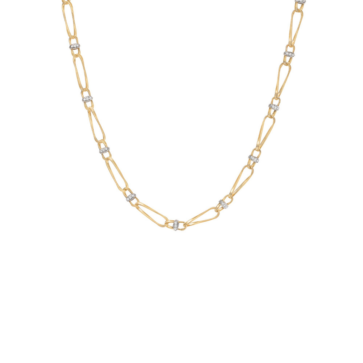 Marco Bicego Marrakech Collection 18K Yellow Gold Onde Diamond Hand Twisted Link Necklace-54255