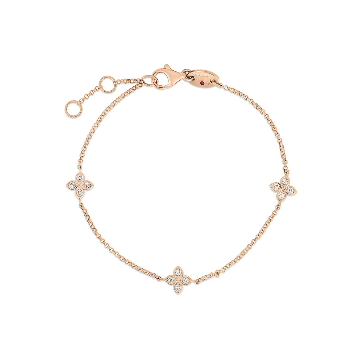 Roberto Coin 18K Rose Gold Love By The Inch 3 Station Flower Bracelet-57347