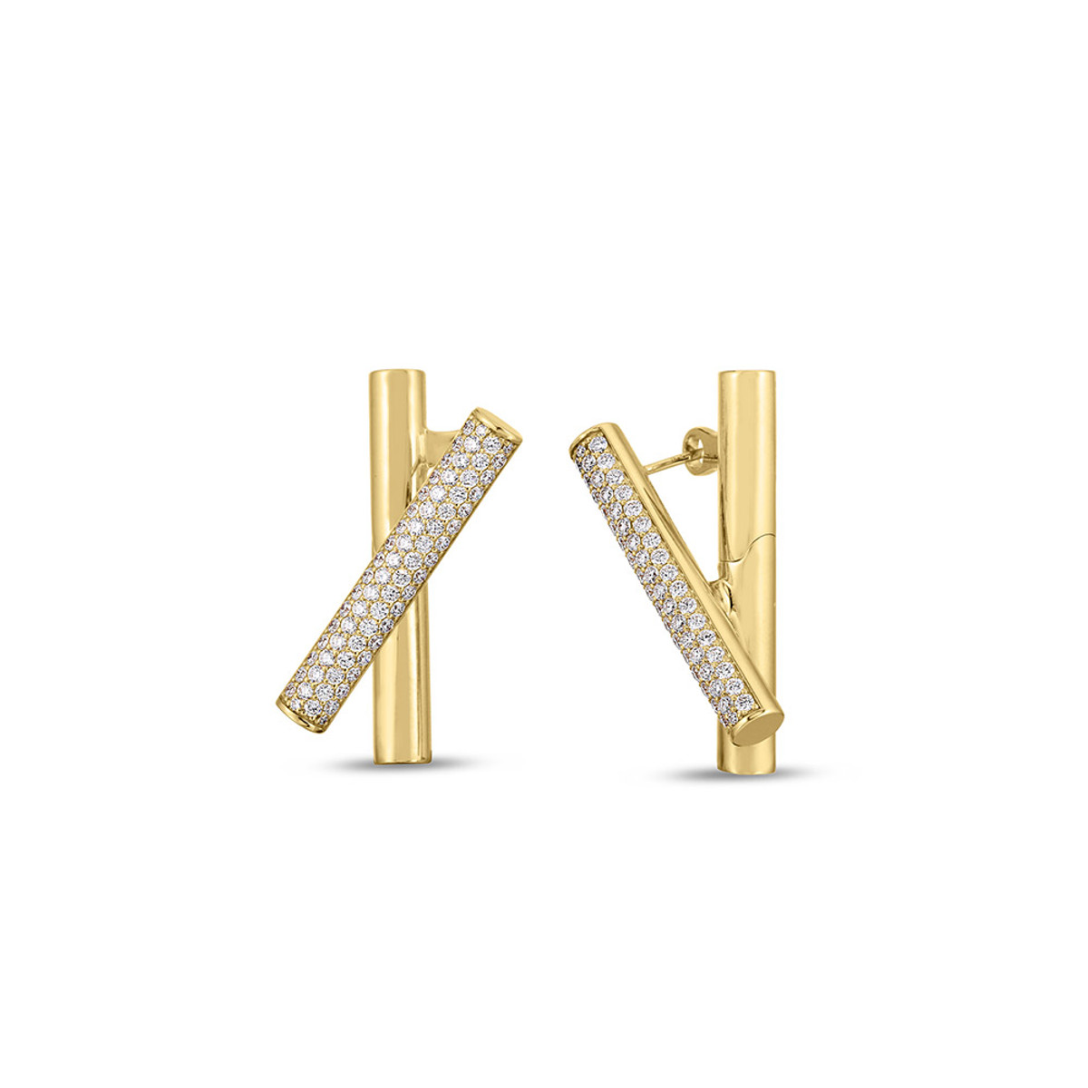 Roberto Coin 18K Yellow Gold Domino Diamond Crossover Earrings-57370 Product Image