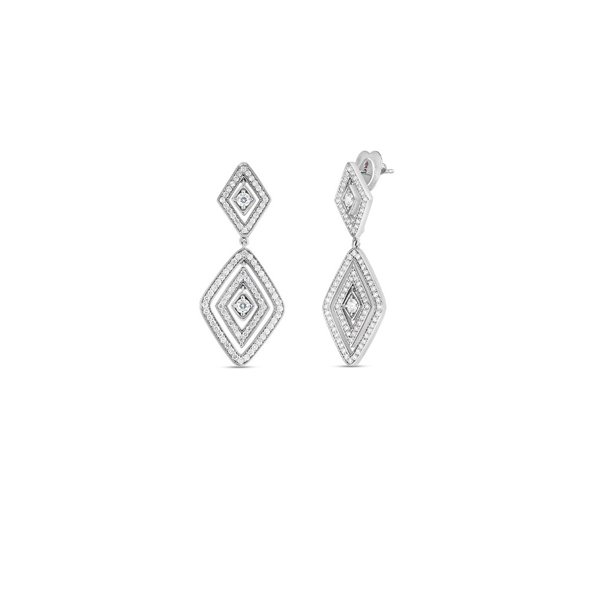 Roberto Coin 18K White Gold Diamante Diamond Dangle Earrings-57363