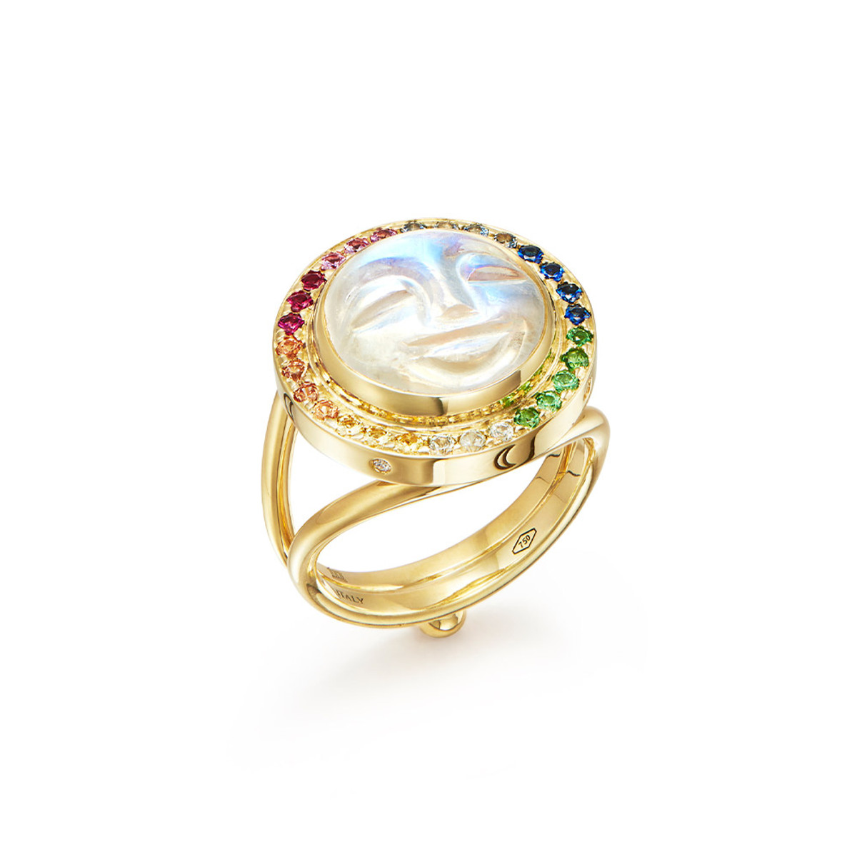 Temple St. Clair 18K Yellow Gold Blue Moonstone Moon Ring-56856