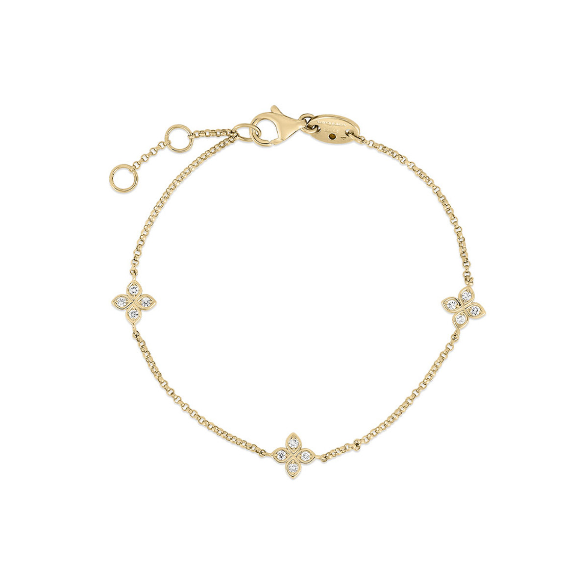 Roberto Coin 18K Yellow Gold Love By The Inch 3 Station Flower Bracelet-57355