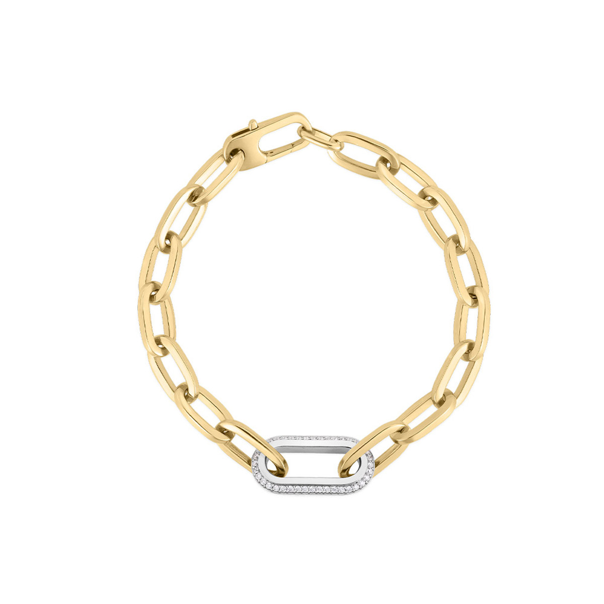 Roberto Coin 18K Yellow and White Gold Designer Gold Diamond Link Bracelet-57406 Product Image