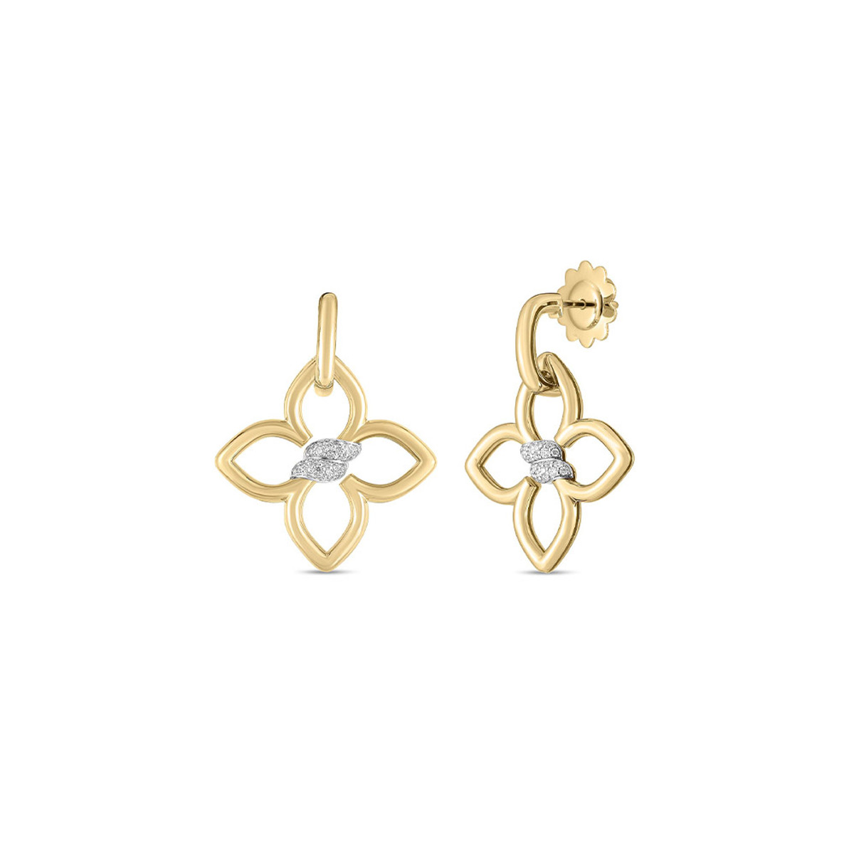 Roberto Coin 18K Yellow & White Gold Cialoma Diamond Flower Drop Earrings-57403 Product Image