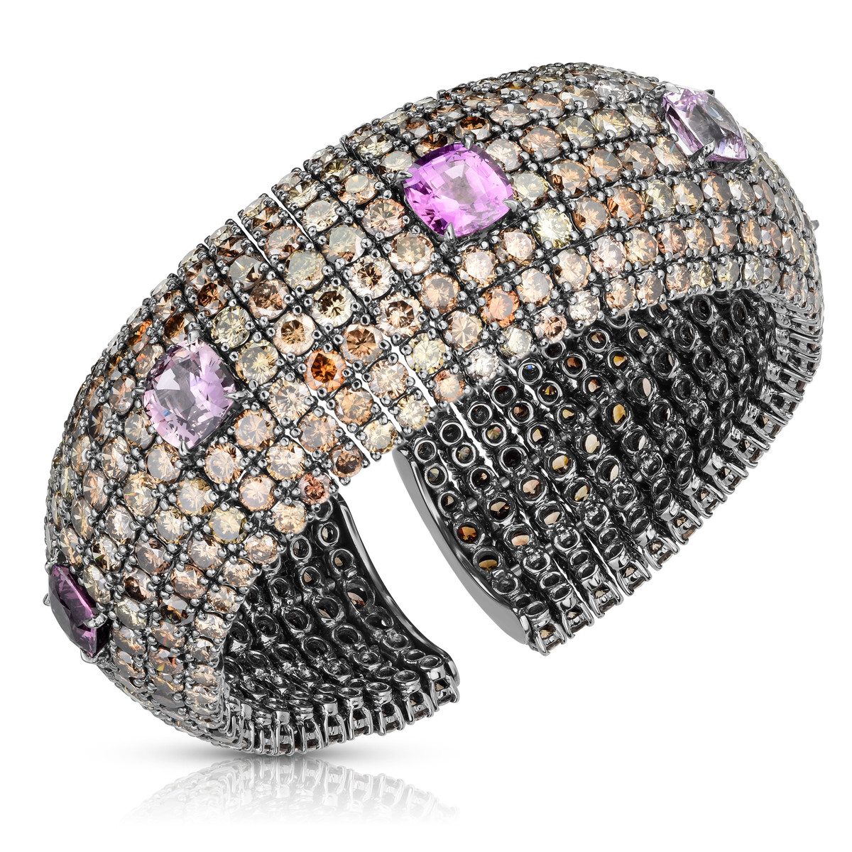 Hyde Park Collection 18K White Gold Diamond & Sapphire Cuff Bracelet-54453 Product Image