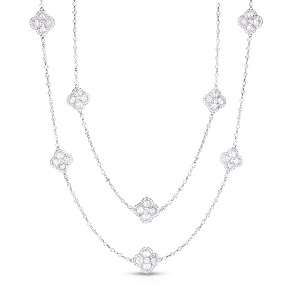 Hyde Park Collection Platinum Diamond Station Chain Necklace-54455