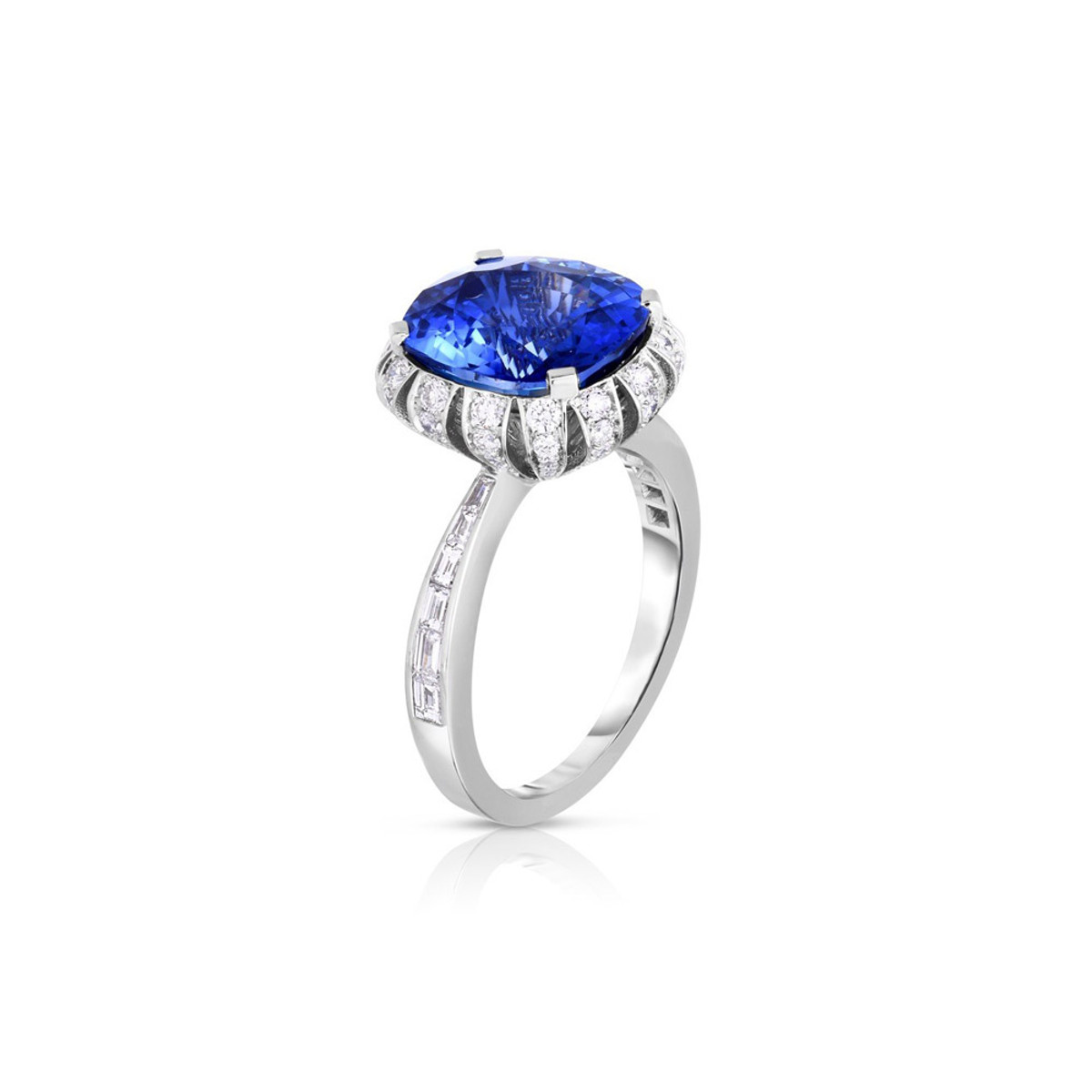 Hyde Park Collection Platinum Sapphire & Diamond Ring-54476 Product Image