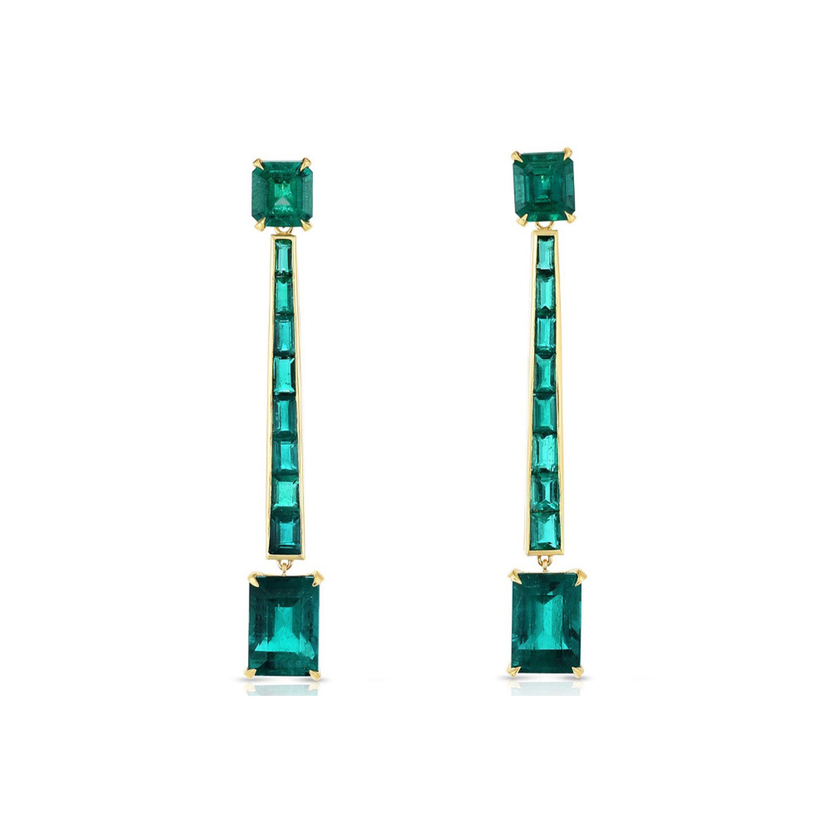 Hyde Park Collection 18K Yellow Gold Emerald Earrings-54459