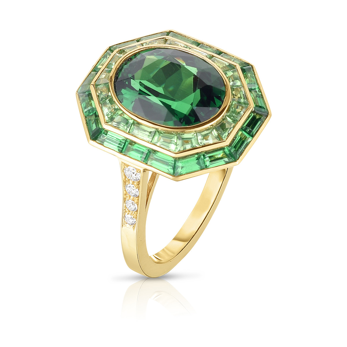 Hyde Park Collection 18K Yellow Gold Tsavorite & Diamond Ring-54462