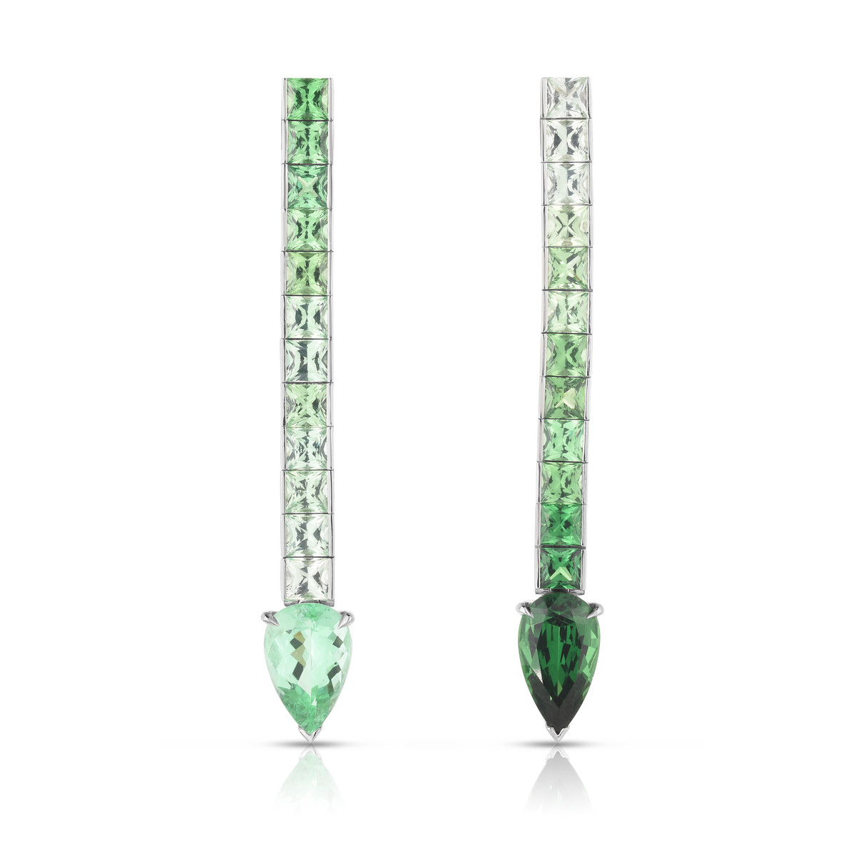 Hyde Park Collection Platinum Tsavorite & Paraiba Tourmaline Earrings-54482 Product Image