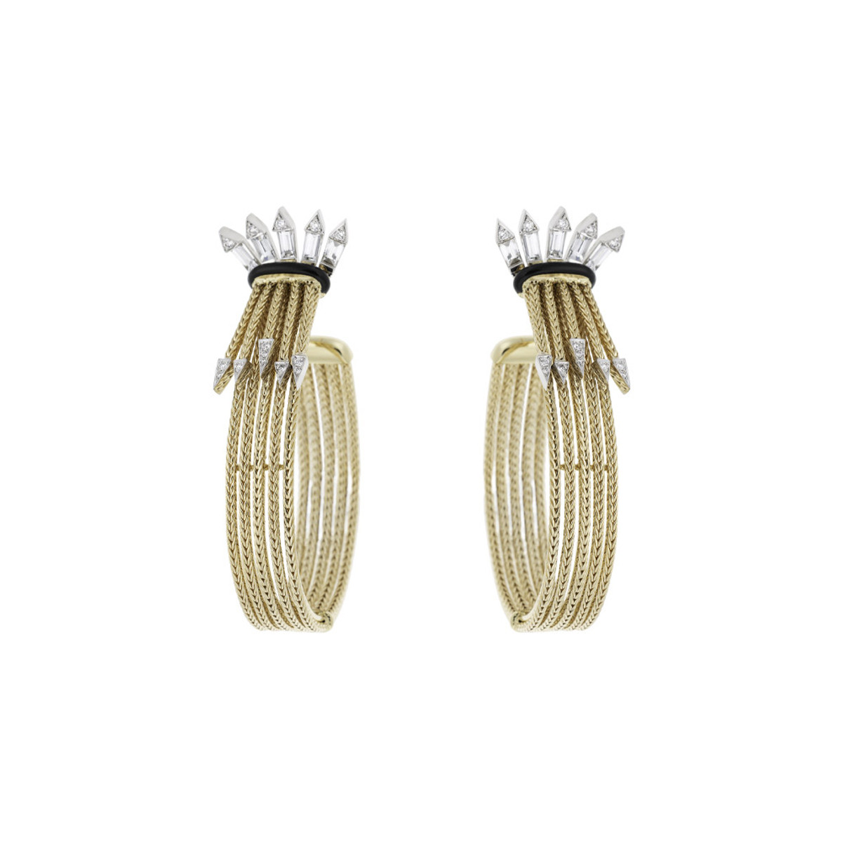 Nikos Koulis 18K White and Yellow Gold Together Diamond Earrings-57886 Product Image