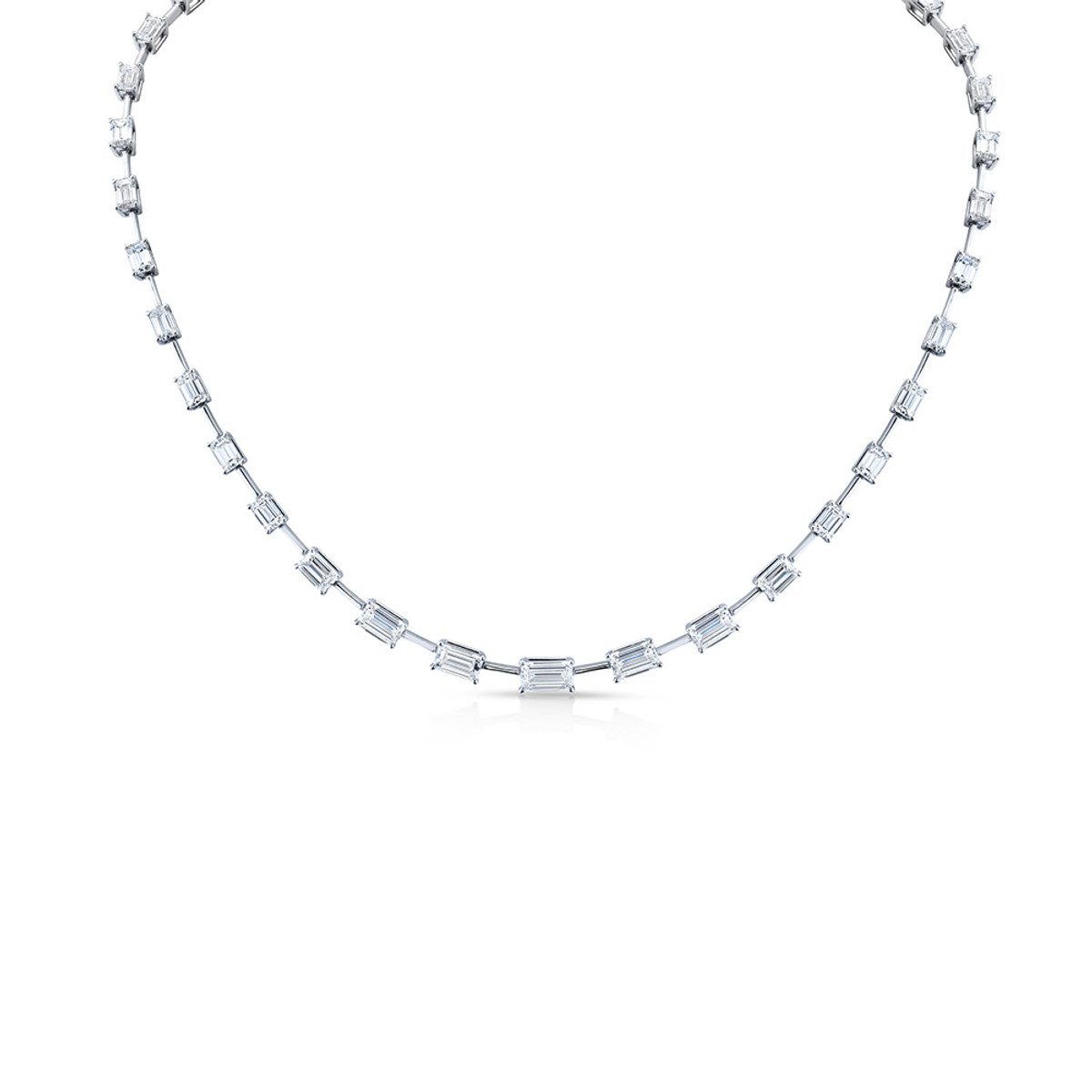 Hyde Park Collection 18K White Gold Emerald Diamond Necklace-49136 Product Image