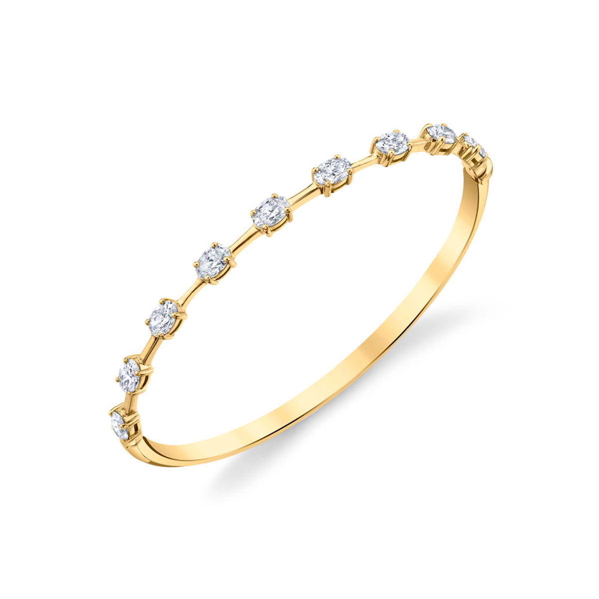 Hyde Park Collection 18K Yellow Gold Oval Diamond Bangle Bracelet-55779