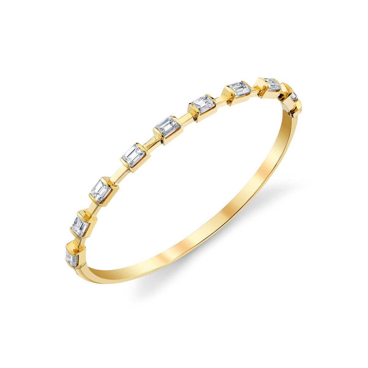 Hyde Park Collection 18K Yellow Gold Emerald Diamond Bangle Bracelet-55782 Product Image