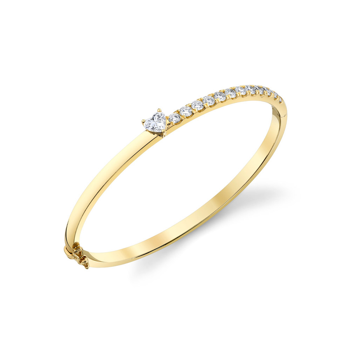 Hyde Park Collection 18K Yellow Gold Heart Diamond Bangle Bracelet-55794 Product Image