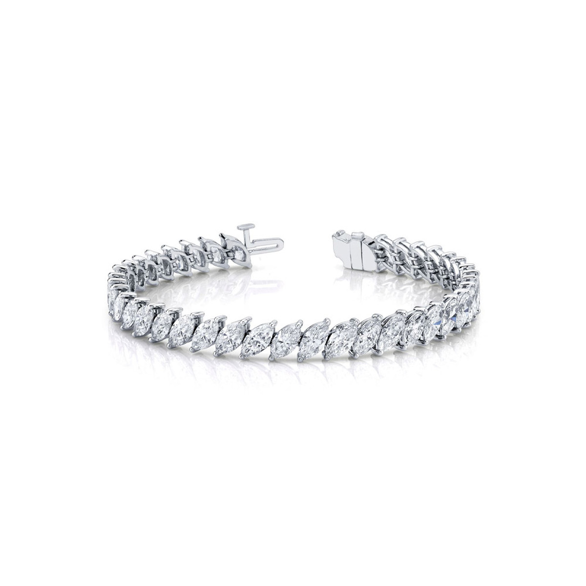 Hyde Park Collection 18K White Gold Marquise Diamond Line Bracelet-55850 Product Image