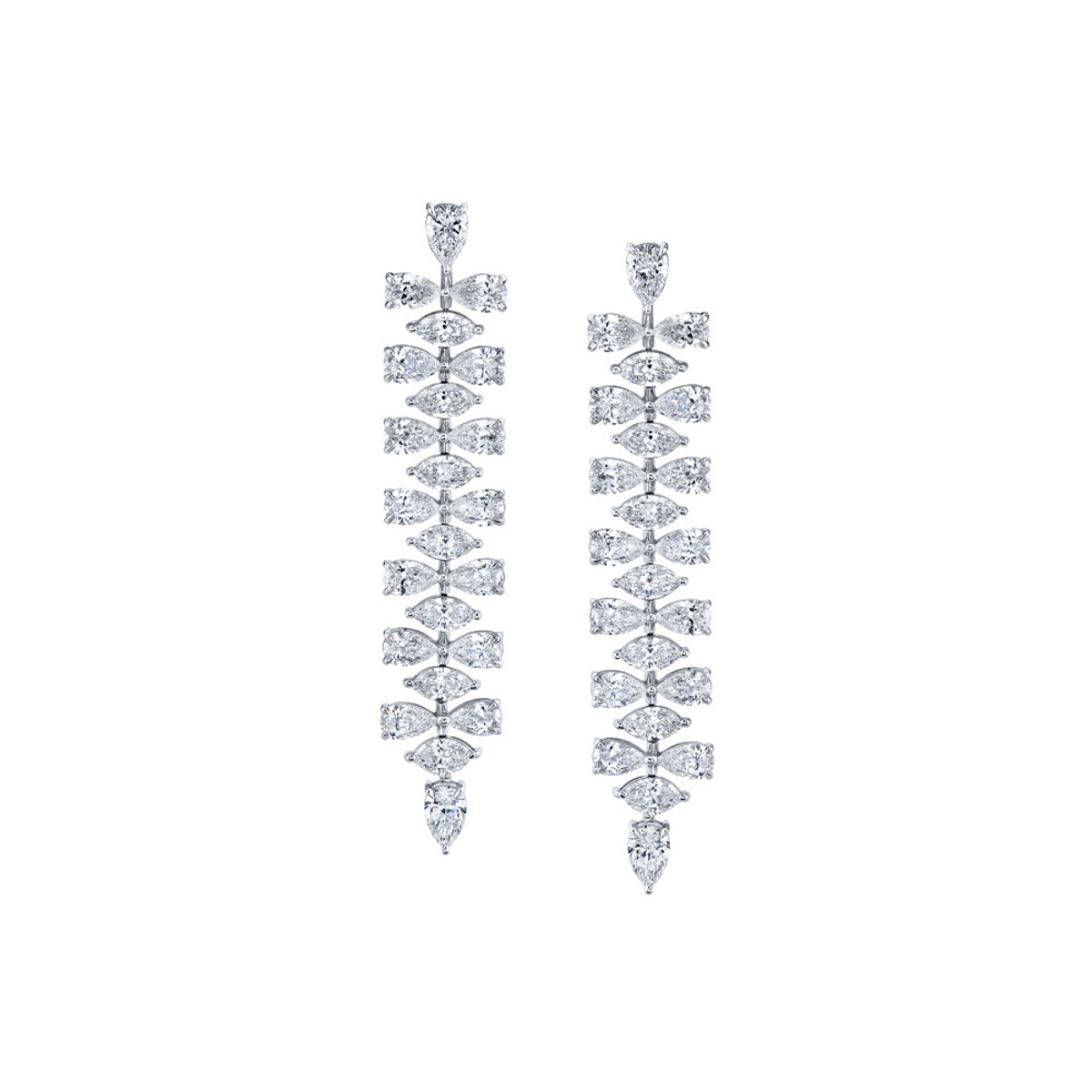 Hyde Park Collection 18K White Gold Diamond Drop Earrings-58175 Product Image