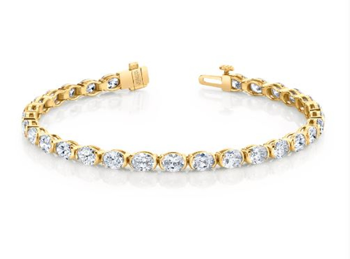 Hyde Park Collection 18K Yellow Gold Oval Diamond Line Bracelet-58231 Product Image